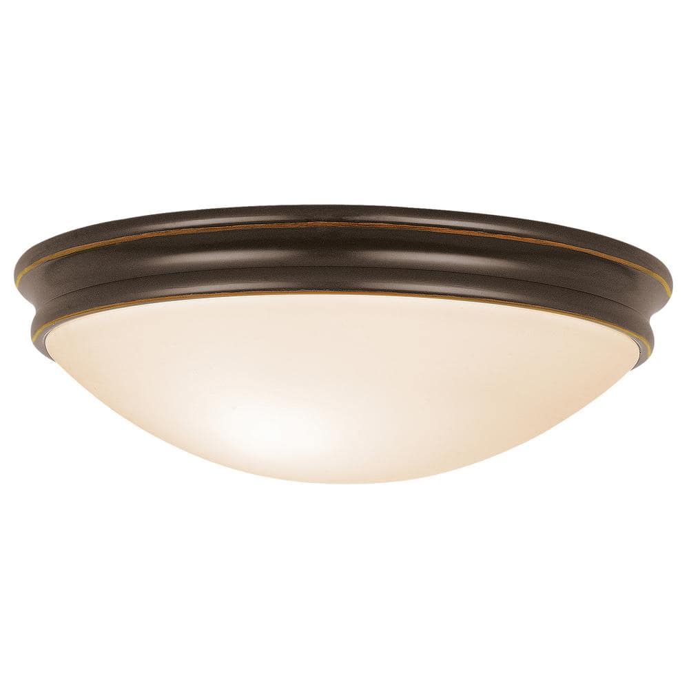 Atom 14 in. 3-Light Oil Rubbed Bronze Flush Mount