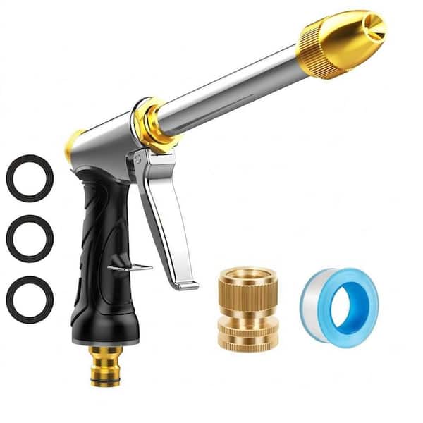 High-Pressure Rotary Garden Hose Sprayer Adjustable Spray Modes Brass Nozzle Anti Slip Grip Quick Connector 1-Pack