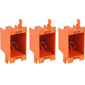 Single Gang Electrical Outlet 14 cu. in. Junction Box Orange, UL Listed Old Work Box (3-Pack)