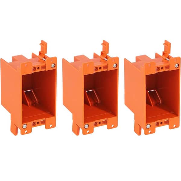 Etokfoks Single Gang Electrical Outlet 14 cu. in. Junction Box Orange, UL Listed Old Work Box (3-Pack)