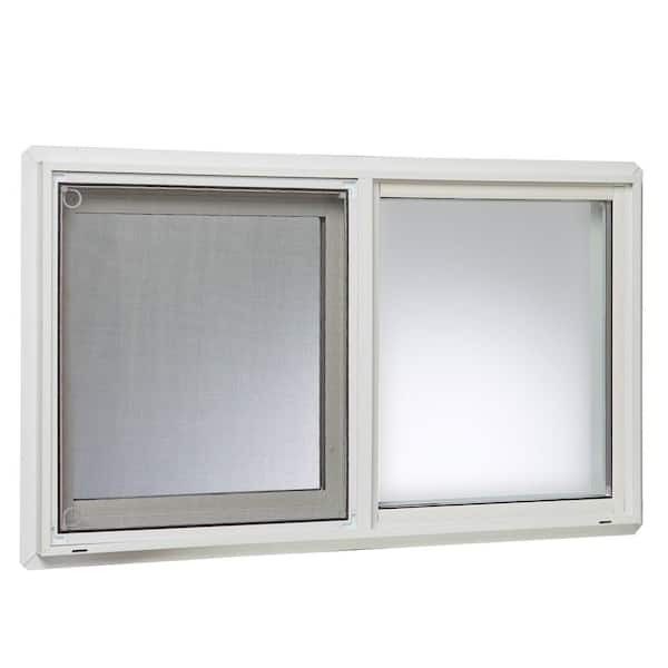 TAFCO WINDOWS 32.25 in. x 18.25 in. White Left-Hand Double-Pane Insulated Glass Vinyl Sliding Basement Window with Screen RC