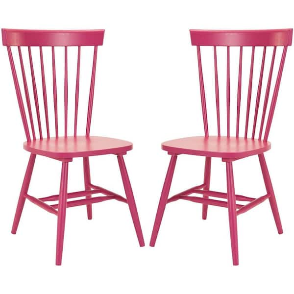 pink wooden dining chairs