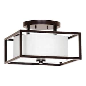 Province Collection 14 in. 2-Light Antique Bronze Entry Way Semi-Flush Mount