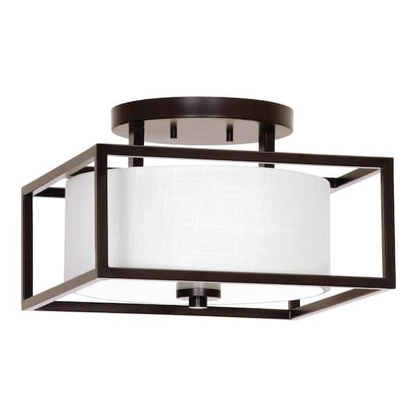 Progress Lighting Province Collection 14 in. 2-Light Antique Bronze Entry Way Semi-Flush Mount