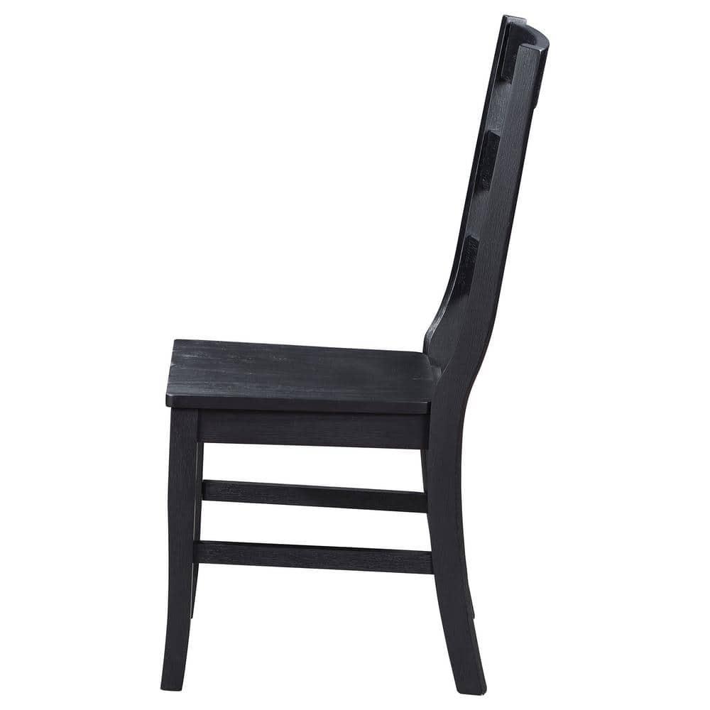 Black High Ladderback Rustic Wood Side Chair Set