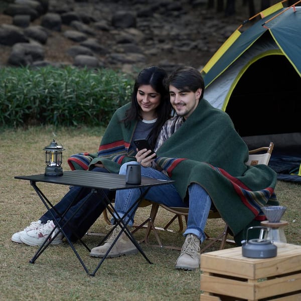 Wool Camping Blanket, Large Warm Stadium Blanket, Waterproof & Windproof, Flame Retardant, Great for Outdoors, Picnics