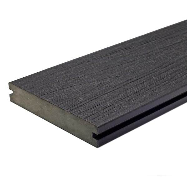 NewTechWood UltraShield Naturale Magellan 1 in. x 6 in. x 8 ft. Hawaiian Charcoal Solid with Groove Composite Decking Board