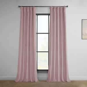 Ballet Pink Velvet Rod Pocket Room Darkening Curtain - 50 in. W x 84 in. L Single Panel Window Velvet Curtain