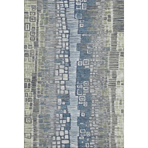 Mayfield Premium Machine Washable Abstract AMF2268 Aloe 10 ft. x 14 ft. Area Rug
