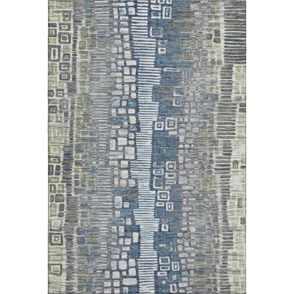 Mayfield Premium Machine Washable Abstract AMF2268 Aloe 5 ft. x 7 ft. 6 in. Area Rug