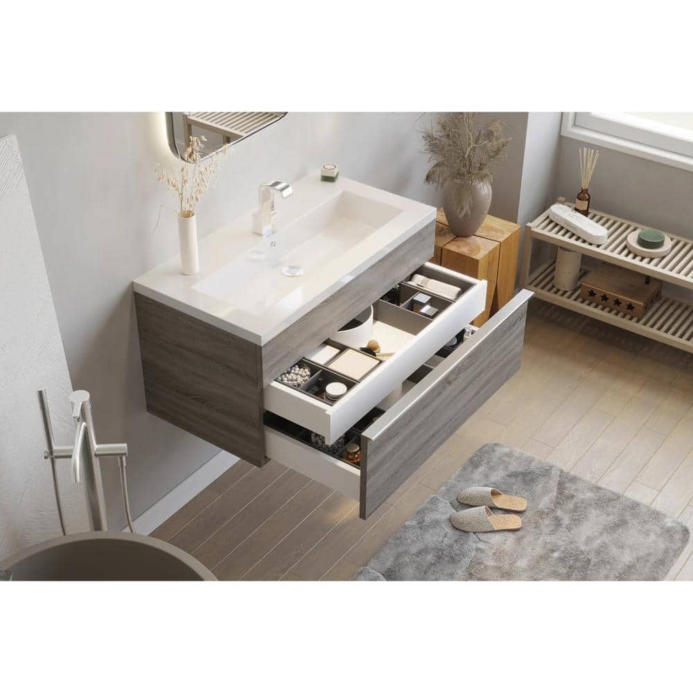 Arlie 30'' Brown Wall-Mount Single Sink Vanity