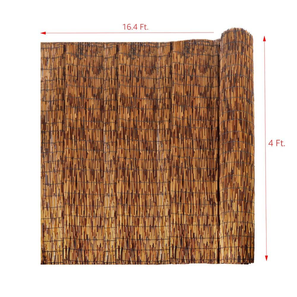16.4 ft x 4 ft Brown Bamboo Reed Privacy Screen Fence