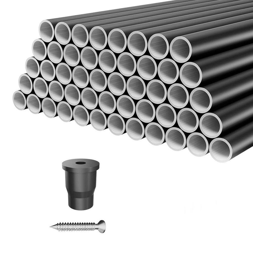 9.9 in. H x 31.4 in. W Black Aluminum Stair Railing Kit Weatherproof 100-Pack Hollow Round Metal Deck Balusters price history on PriceWatchPro