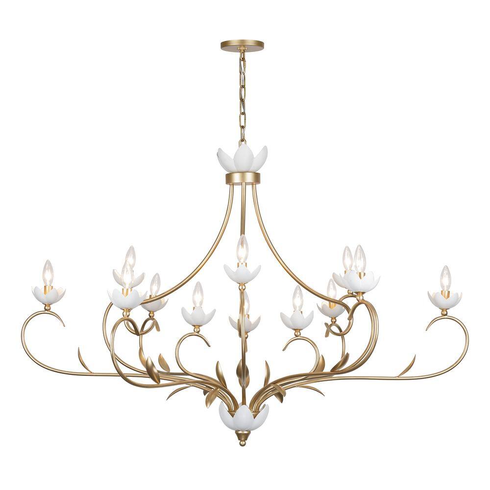 Muse 12-Light French Gold and White Cashmere Chandelier