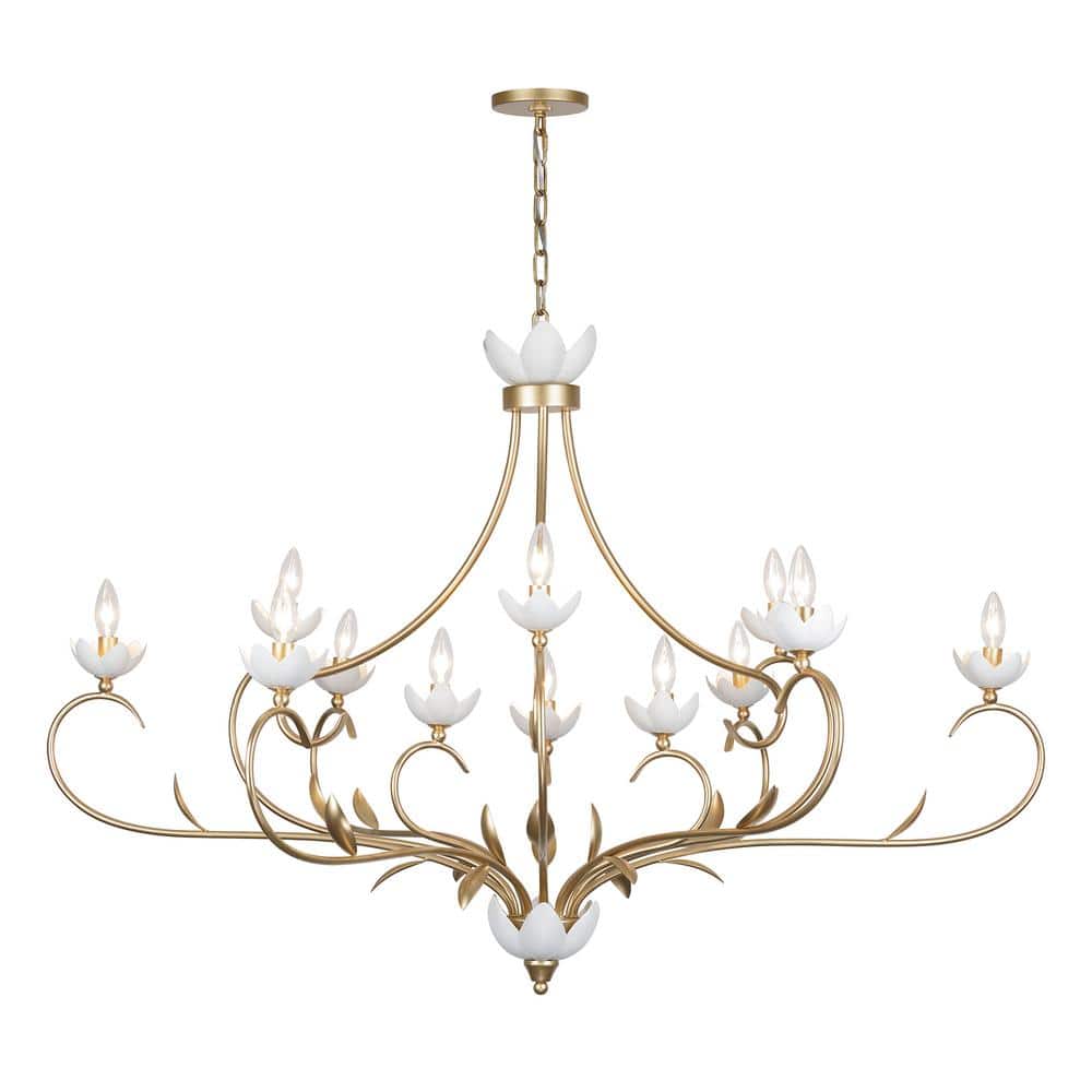 Muse 12-Light French Gold and White Cashmere Chandelier