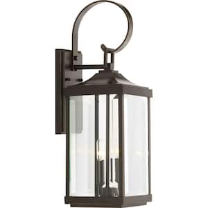 Gibbes Street 7 in. 2-Light Antique Bronze Clear Beveled Glass New Traditional Outdoor Medium Wall Lantern Light