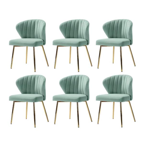 JAYDEN CREATION Olinto Sage Side Chair with Metal Legs Set of 6