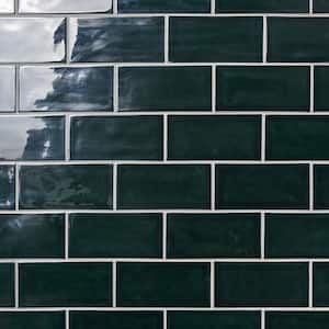 Delphi Midnight Blue 4.33 in. x 8.66 in. Polished Glass Subway Wall Tile (6.24 Sq. Ft. Case)