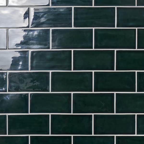 Ivy Hill Tile Delphi Midnight Blue 4.33 in. x 8.66 in. Polished Glass Subway Wall Tile (6.24 Sq. Ft. Case)