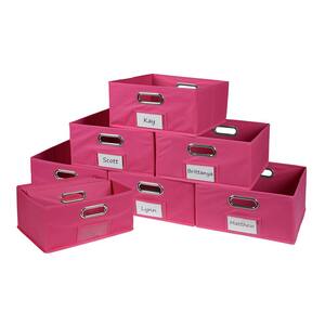 6 in. H x 12 in. W x 12 in. D Pink Fabric Cube Storage Bin 12-Pack