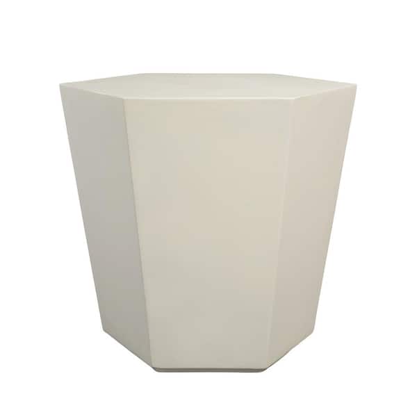 UPHA 24 in. Off-white Hexagon Magnesium Oxide Concrete Outdoor Patio Coffee Table, Side Table