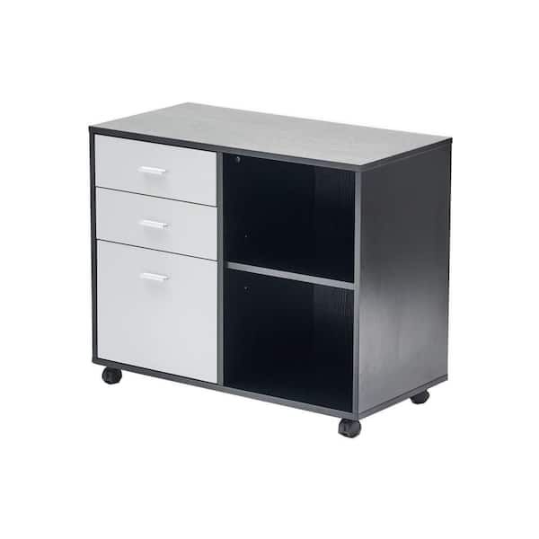 Filing Cabinet Printer Stand for Home Office Organization, Black