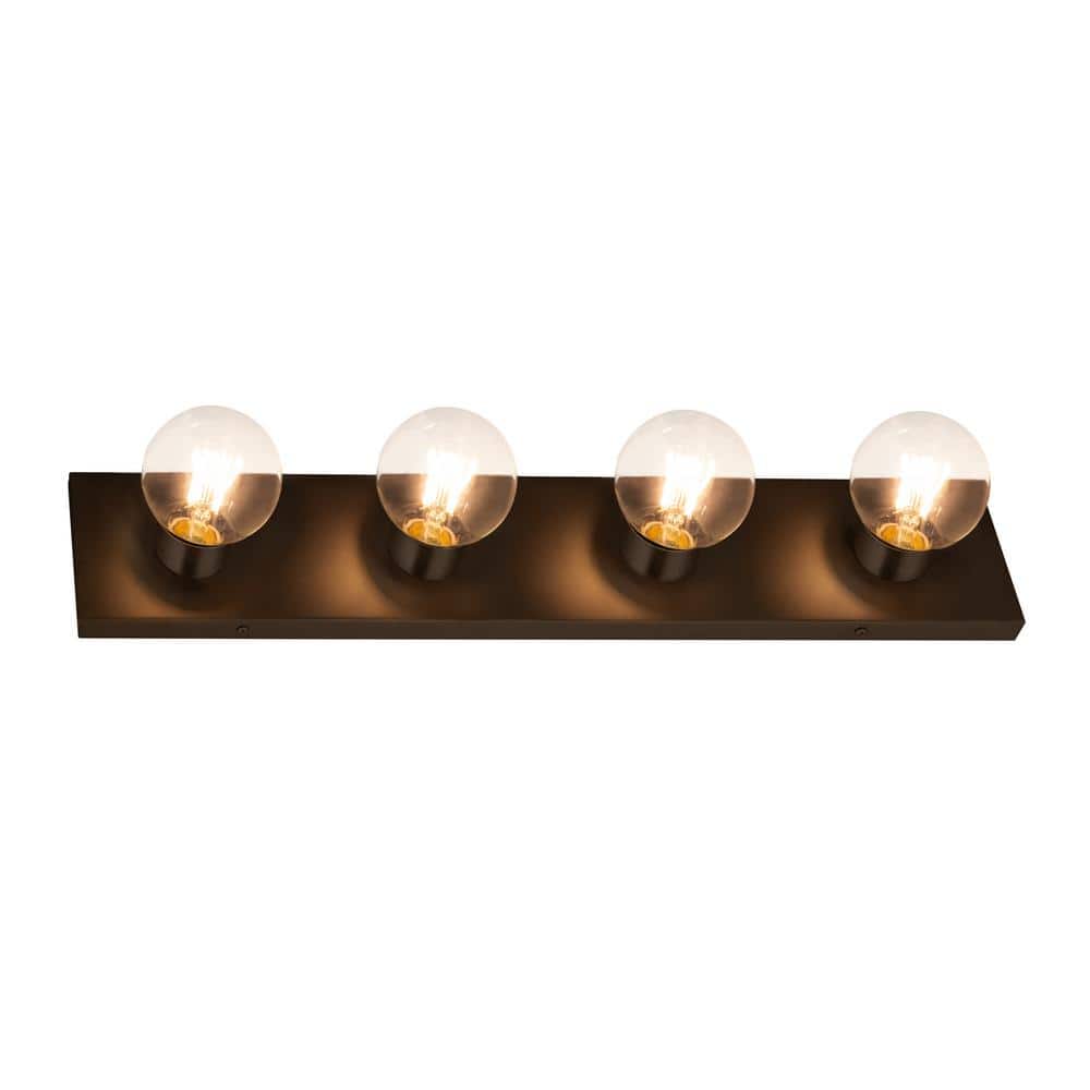 Matte Black 4-Light Dimmable Vanity Strip Light