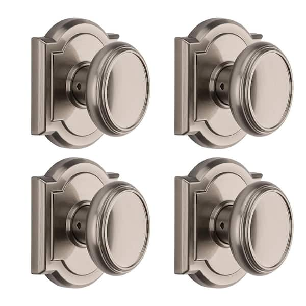 Baldwin Prestige Carnaby Satin Nickel Hall/Closet Door Knob (4-Pack)