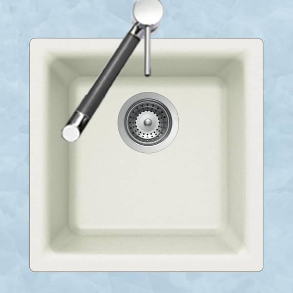 Houzer Quartztone 16 in. Cloud Granite Composite Dual Mount Topmount or Undermount Single Bowl Bar Sink - E-100 CLOUD