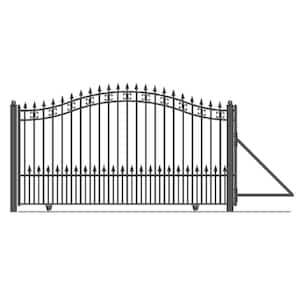 St. Louis 18 ft. x 6 ft. Black Steel Single Slide Driveway Fence Gate