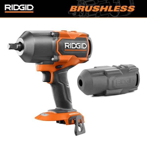 RIDGID 18V Brushless Cordless 1/2 in. High Torque Impact Wrench (Tool Only) with Protective Boot