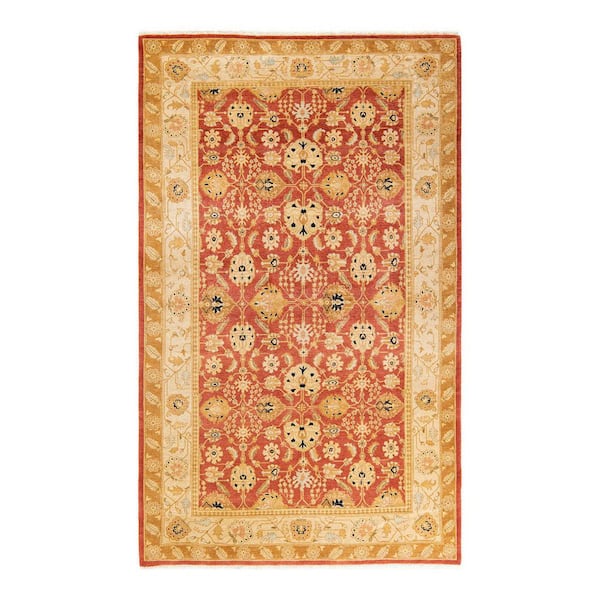 Mogul One-of-a-Kind Traditional Orange 5 ft. 1 in. x 8 ft. 3 in. Oriental Area Rug