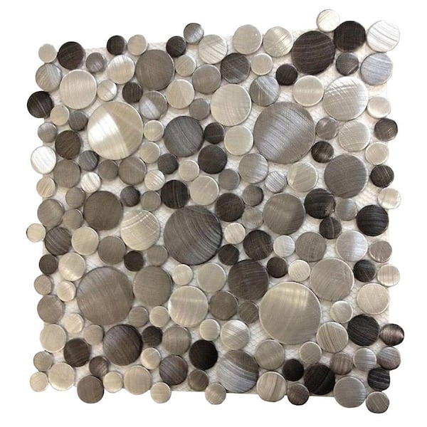 Ivy Hill Tile Urban Sepia Bubbles Metal Mosaic Tile - 3 in. x 6 in. Tile Sample