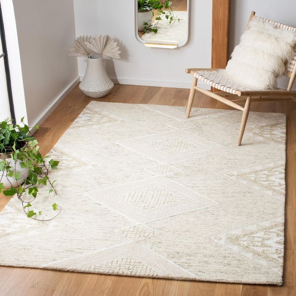 Casablanca 4 ft. x 6 ft. Gold/Sage Diamond High-Low Area Rug