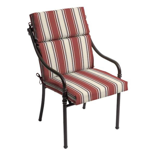 hampton bay universal chili stripe outdoor dining chair cushion