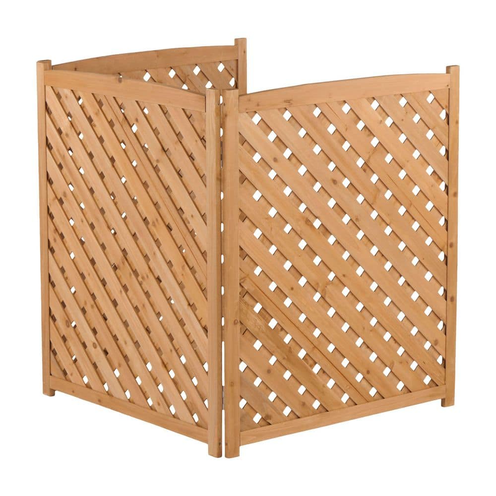 32 in. W x 38 in. H Brown Diagonal Solid Wood Garden Air Conditioner Fence, 3-Panel Outdoor Wooden Privacy Screen Cover price history on PriceWatchPro