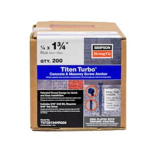 Titen Turbo 1/4 in. x 1-3/4 in. Hex-Head Concrete and Masonry Screw, Blue (200-Pack)