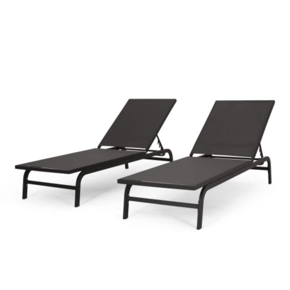 Gray 2-Piece Metal Outdoor Patio Chaise Lounge with Gray Cushions price history on PriceWatchPro