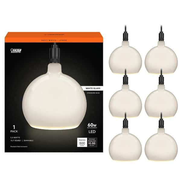 60-Watt Equivalent Round Dimmable Oversized Frost Glass E26 Medium Base LED Light Bulb Soft White 2700K (6-Pack)