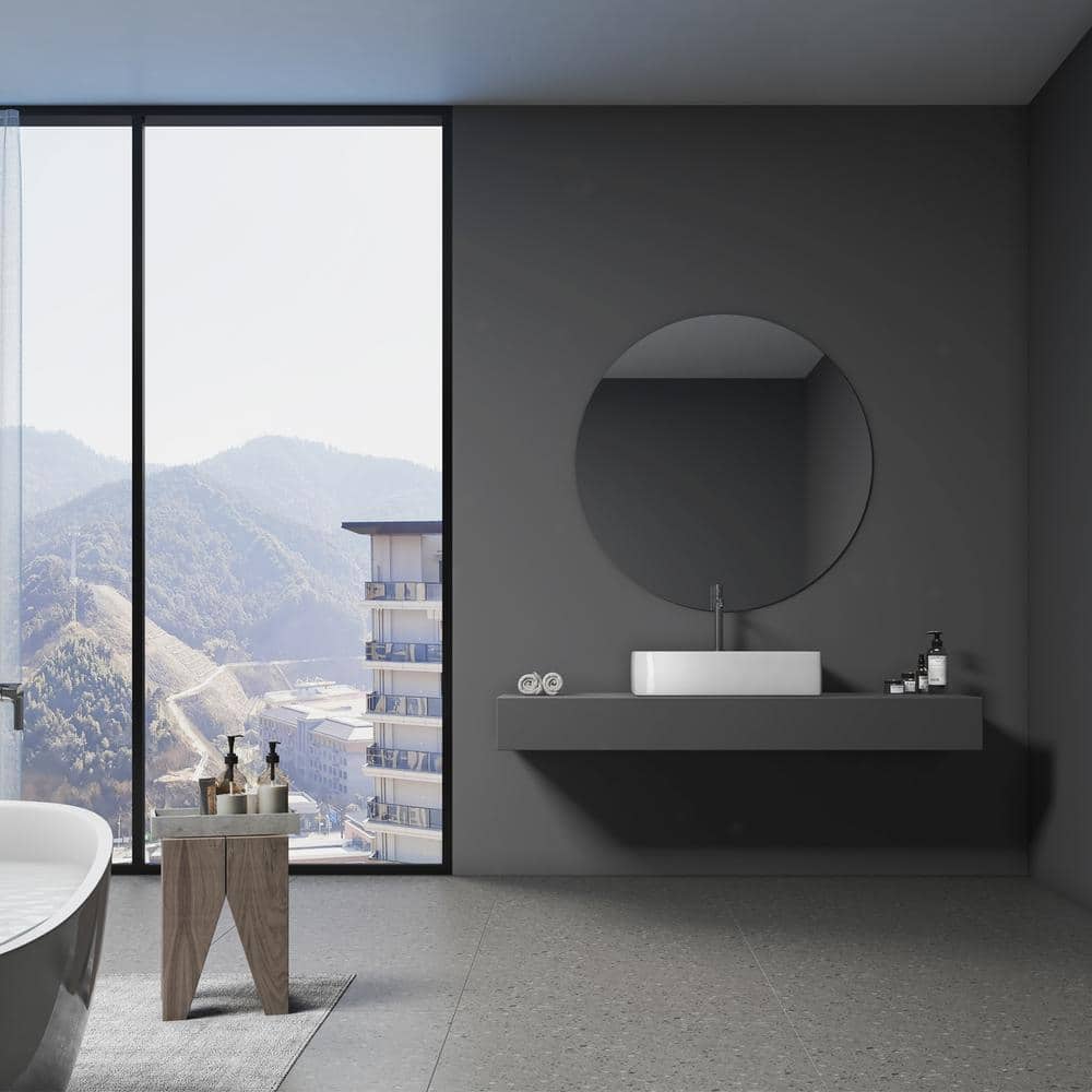 Altair 24'' White Ceramic Rectangular Bathroom Sink with Overflow