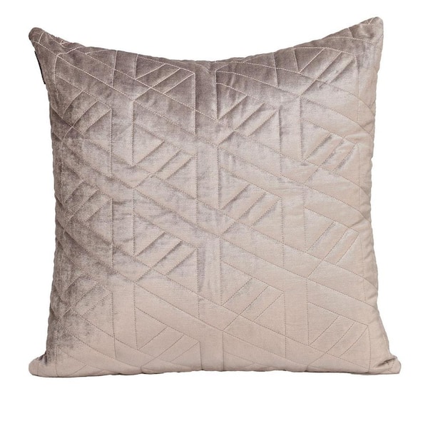 PARKLAND COLLECTION Delta Transitional Quilted Taupe Throw Pillow