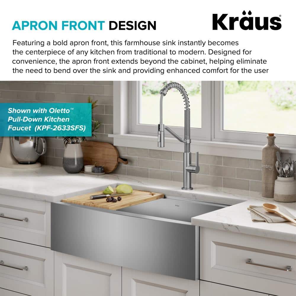 Kore 33-Inch Stainless Steel Farmhouse Workstation Sink with Accessories