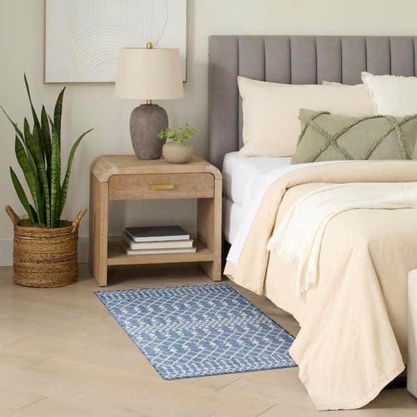 Positano Navy Blue 2 ft. x 3 ft. Moroccan Contemporary Area Rug