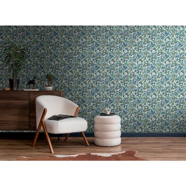 Flora Ditsy Blue Garden Wallpaper Sample