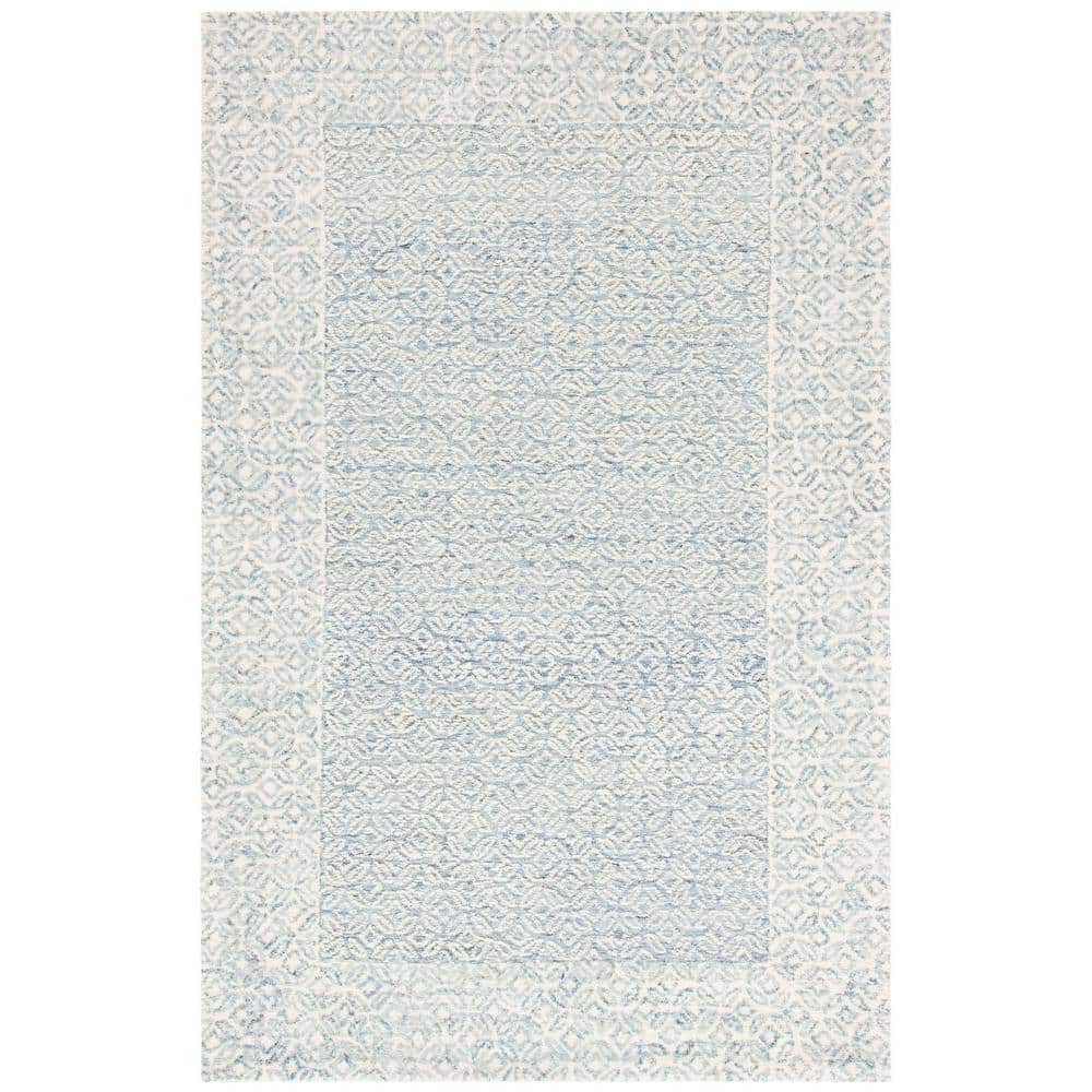 SAFAVIEH Abstract Annandale Geometric Bordered Area Rug  Blue/Ivory  4  x 6