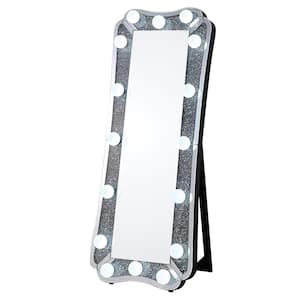 Noralie Glam Rectangle Wall Mirror in Mirrored and Faux Diamonds Framed 63 x 4