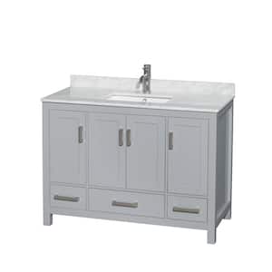 Sheffield 48 in. W x 22 in. D x 35 in. H Single Bath Vanity in Gray with White Carrara Marble Top