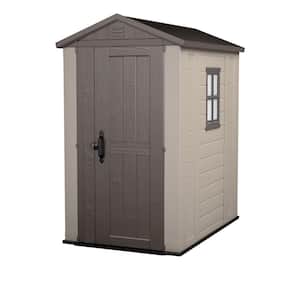 Factor 4 ft. W x 6 ft. D Outdoor Durable Resin Plastic Storage Shed with Window and Door, Taupe Brown (26.4 sq. ft.)