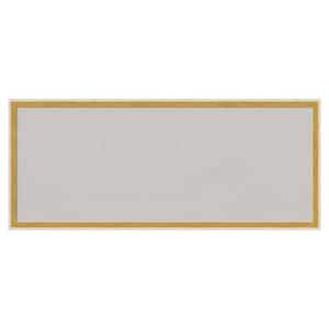 Paige White Gold Wood Framed Grey Corkboard 31 in. x 13 in. Bulletin Board Memo Board