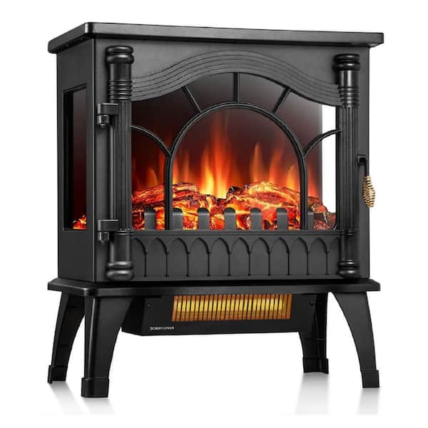 22.83 in. Freestanding Electric Fireplace Stove Heater in Black